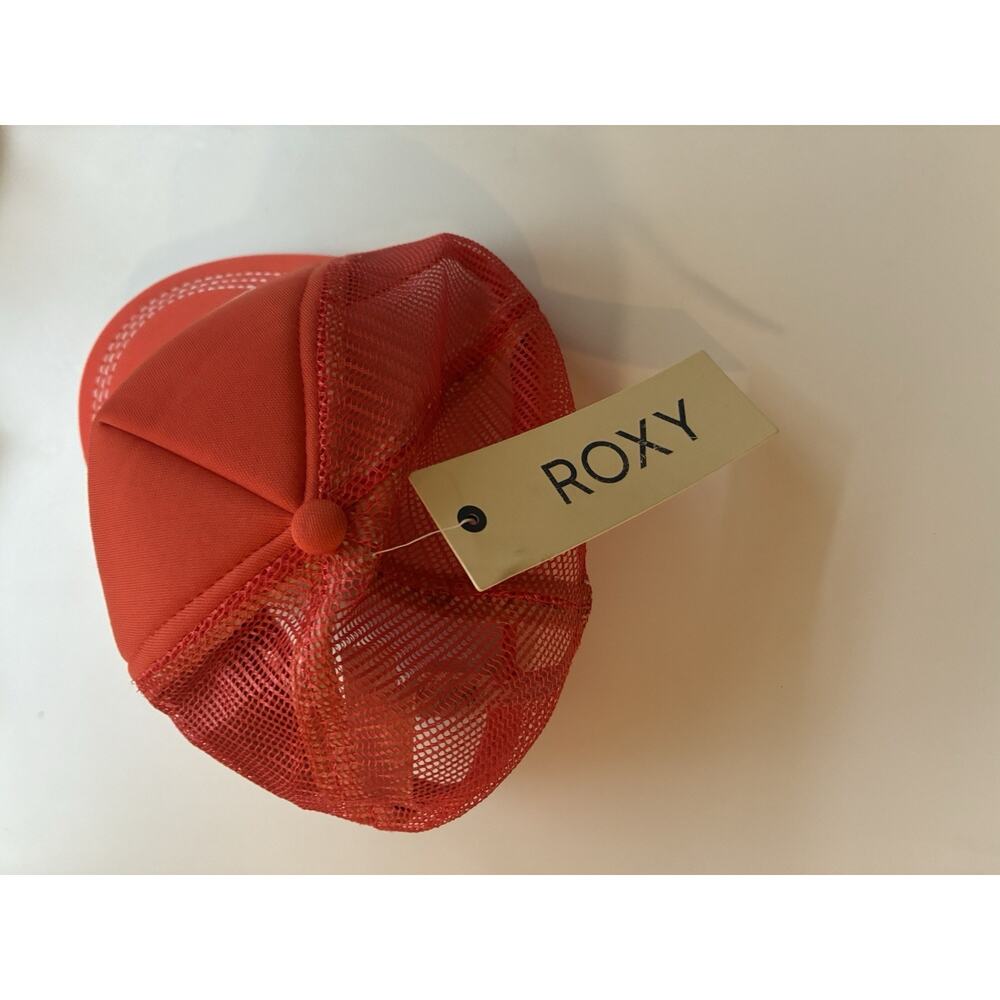 Vintage Y2K ROXY Women’s Red/White Mesh Back Trucker Hat Adjustable Logo Cap - Picture 4 of 5